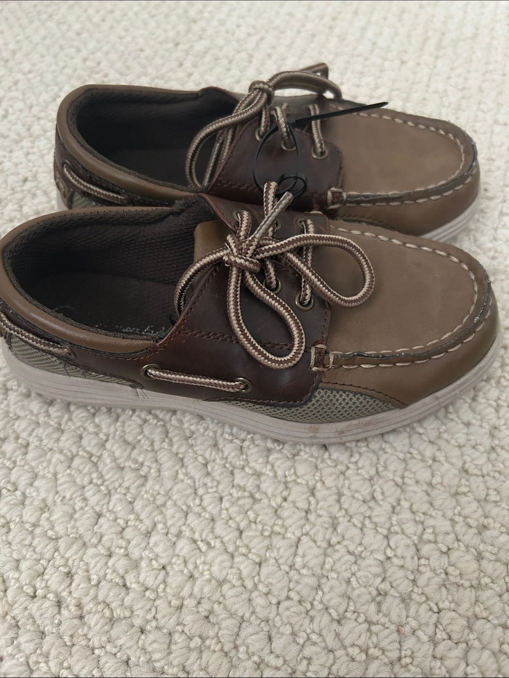 American Eagle Brown and Tan Kids Boat Shoes